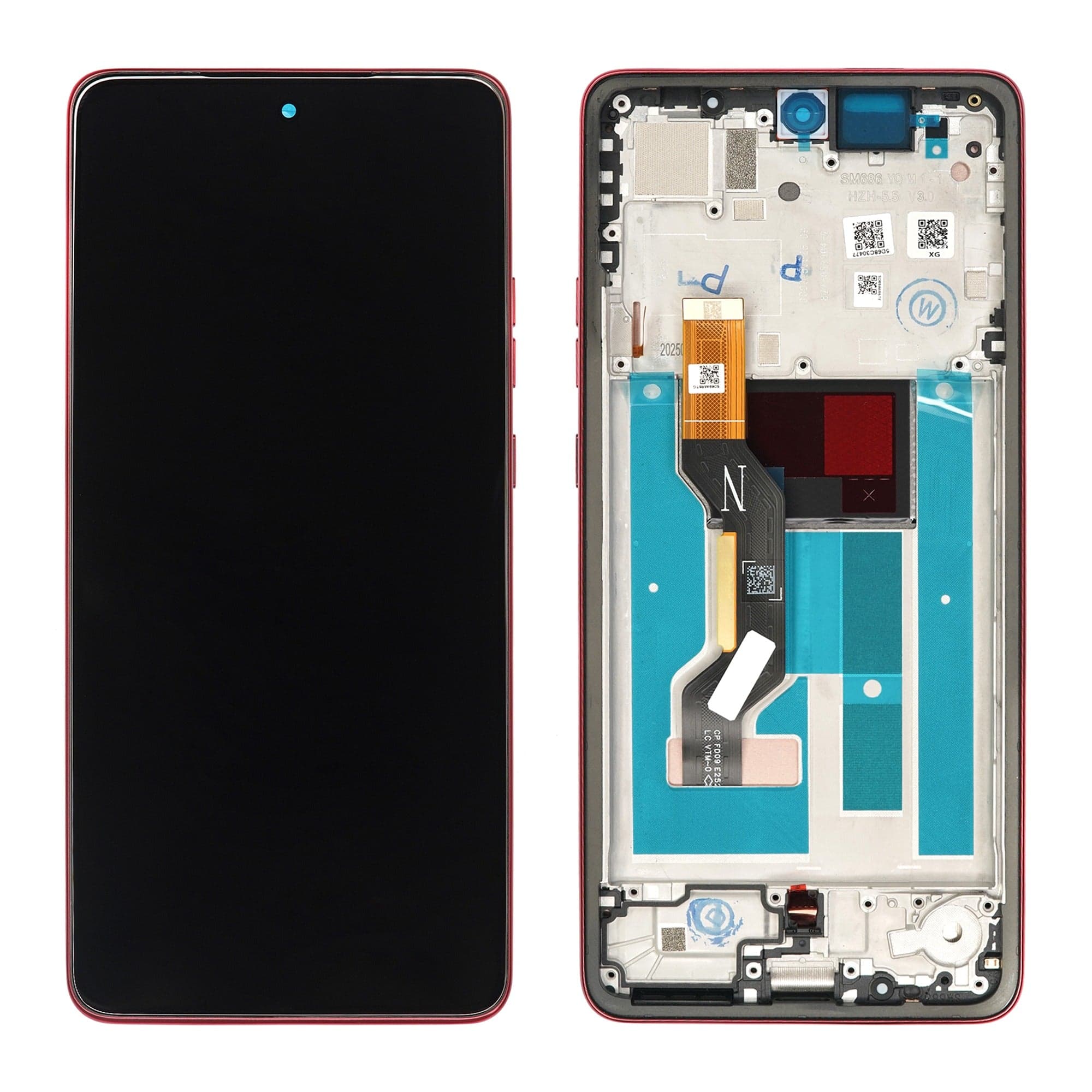 Lcd Display Combo Folder with Frame for Motorola Moto G85 Red