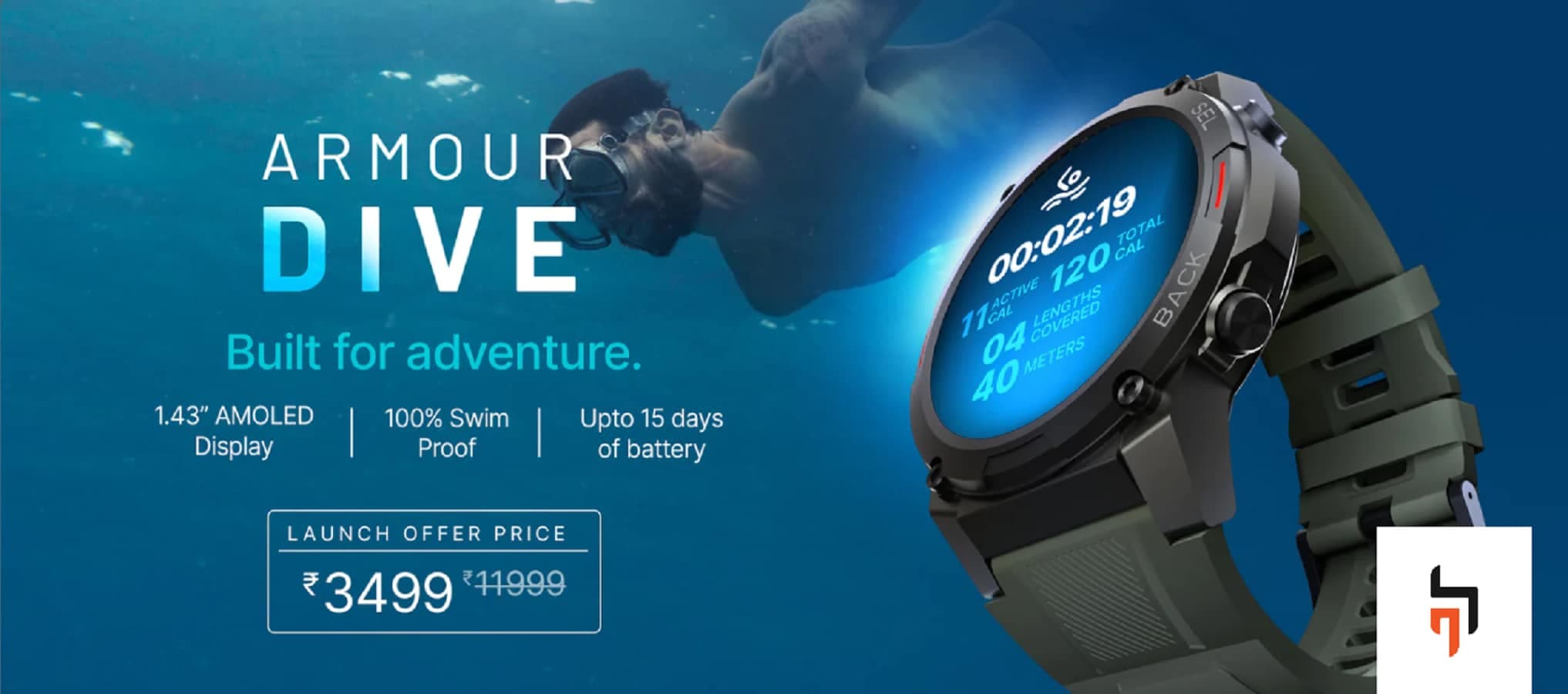 CrossBeats Armour Dive 1.43" AMOLED Rugged Smartwatch