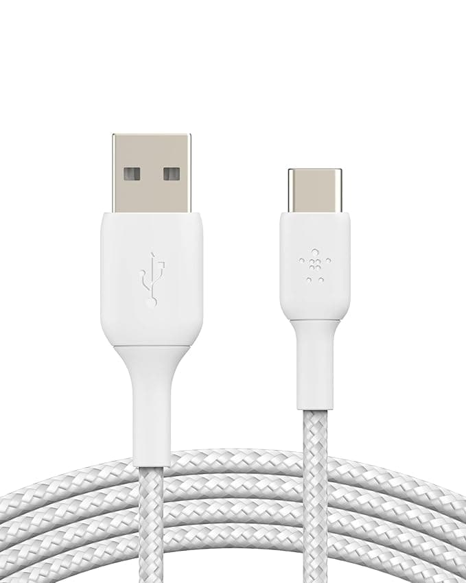 Belkin USB C to USB-A 2.0, Type C cable Tough Unbreakable Braided Nylon material 3.3 feet (1 meter) for Tablet, White, USB-IF Certified, Supports Fast - image 1