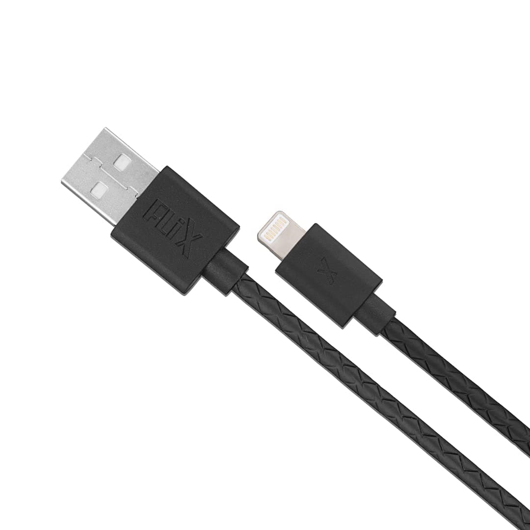 FLiX (Beetel) USB to iPhone Lightning Textured Pattern Data Sync & 2A Fast Charging Cable, Made in India, 480Mbps Data Sync, Tough Cable, 1 Meter Long Total - image 1