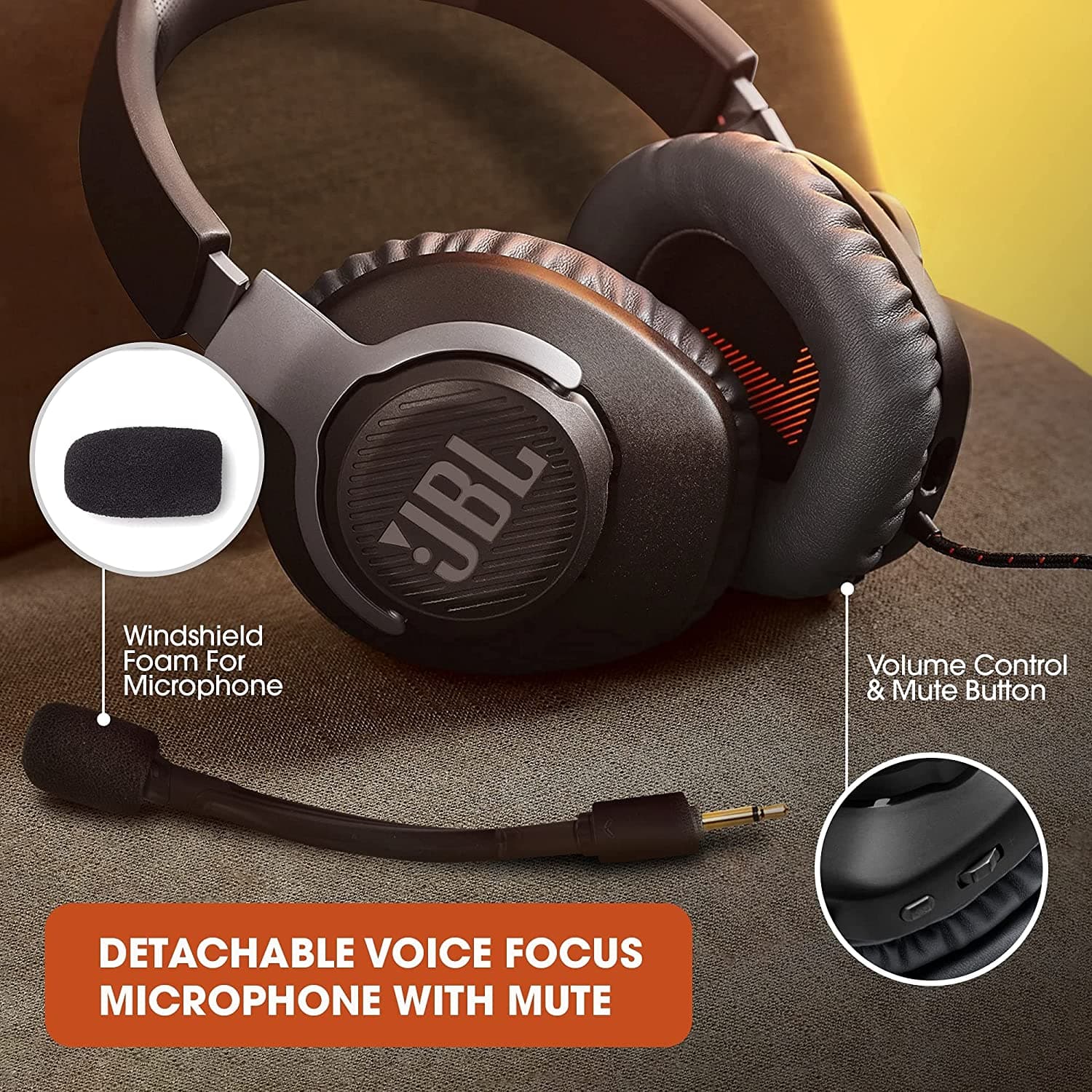 JBL Free WFH , Over Ear Headset with Detachable Voice-Focus Noise Cancelling Mic Wired - image 1
