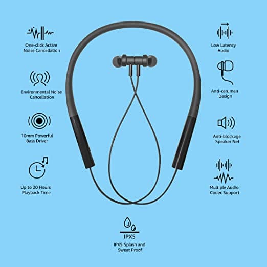 Mi Neckband Pro Bluetooth Wireless In Ear Earphones With Mic ,Powerful Bass, Ipx5, Up To 20Hrs Playback, Anc & Enc (Black) - image 1