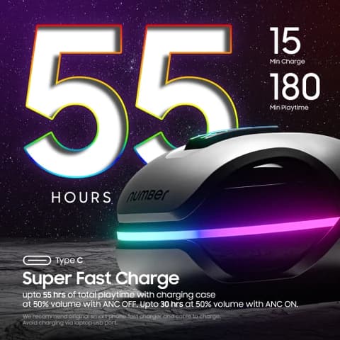 numBer Super Buds 999 ANC Truly Wireless (Steel Black) in Ear Earbuds with 40db Active Noise Cancellation - image 1