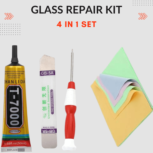 4 in 1 Mobile Repairing Kit - T-7000 Glue Black 1 Screwdriver 5 Multipurpose Cleaning Cloths and 1 Mobile Opener - image 1