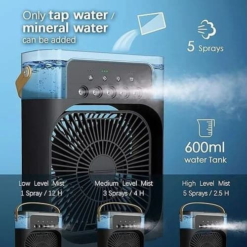 Air Cooler Fan with Mist Function – Instant Cooling for Home & Office - USB Rechargeable - image 1