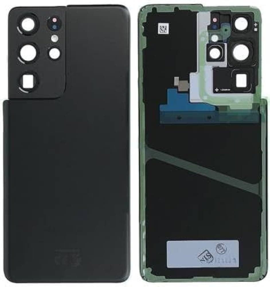 Back Panel Glass With Camera Lens for Samsung Galaxy S21 Ultra Black - image 1
