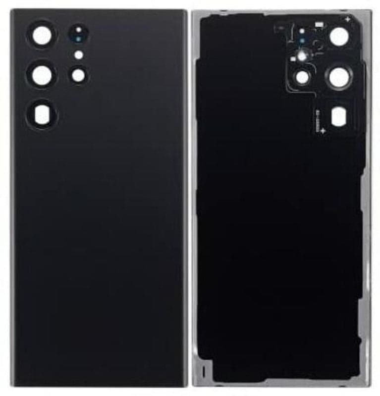 Back Panel Glass With Camera Lens for Samsung Galaxy S22 Ultra Black - image 1