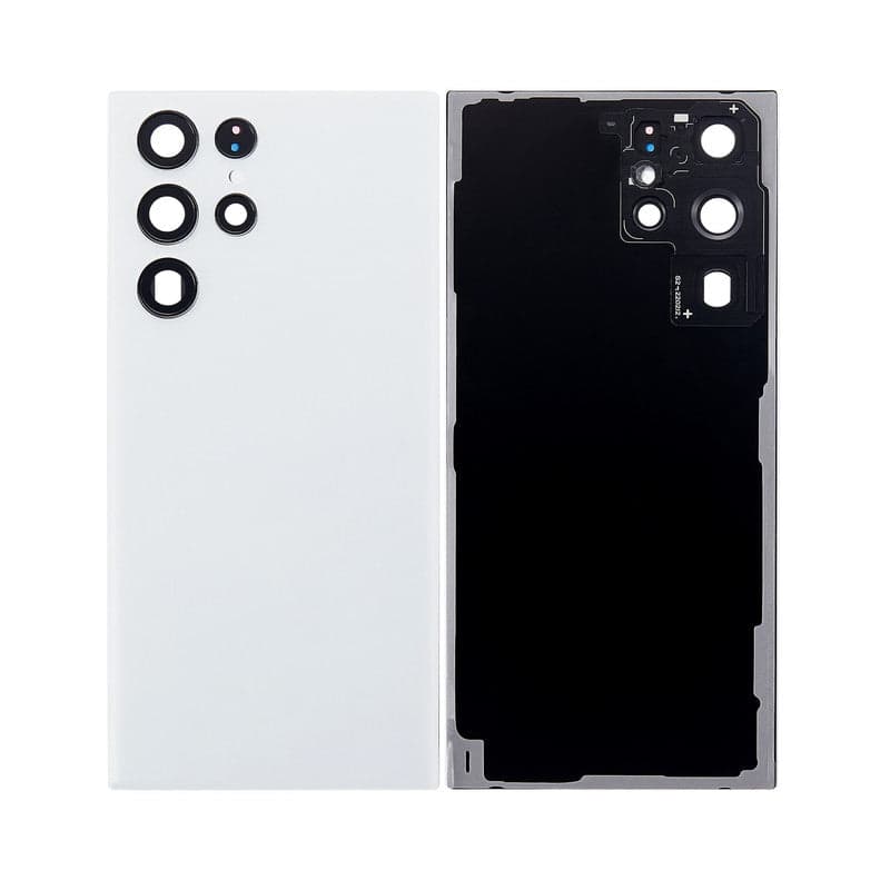 Back Panel Glass With Camera Lens for Samsung Galaxy S22 Ultra Phantom White - image 1
