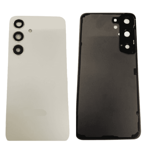 Back Panel Glass With Camera Lens for Samsung Galaxy S24 White - image 1
