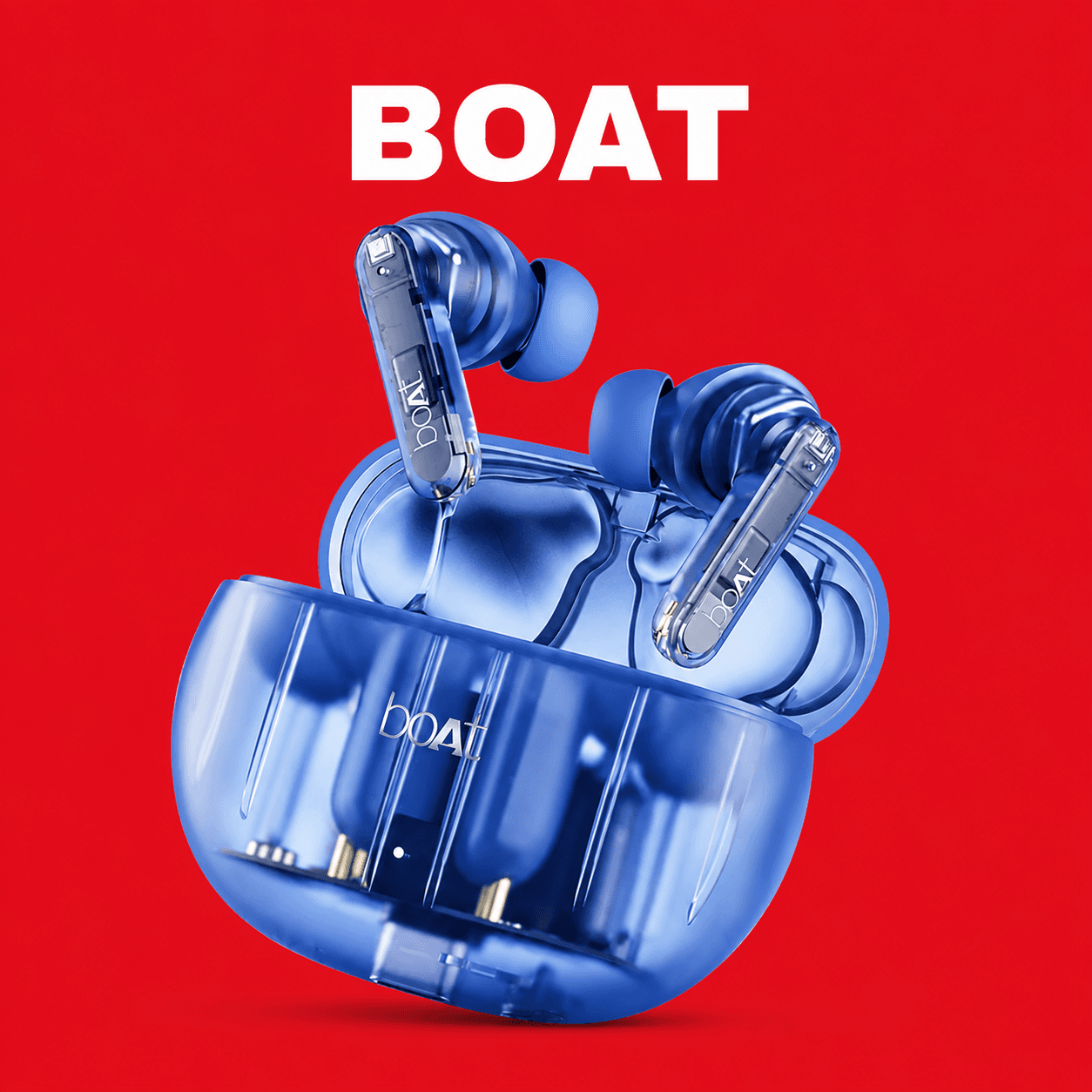 boAt Airdopes 191 ANC Replacement Left/Right Earbud & Charging Case — Left Side / Pellucid Red - image 1