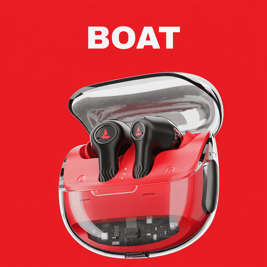 boAt Nirvana Crystl Replacement Left/Right Earbud & Charging Case — Red / Right Side - image 1