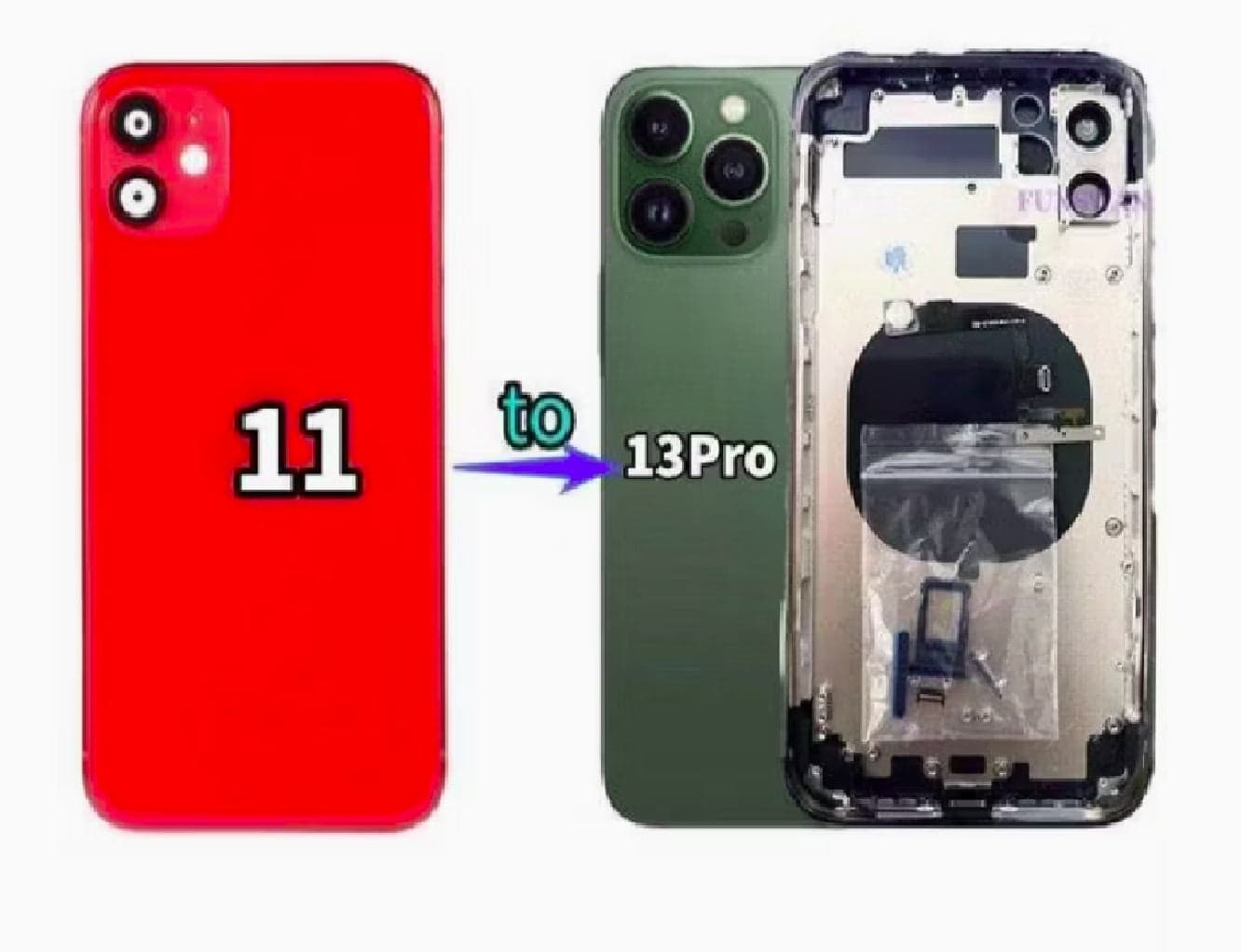 Converter Back Panel Housing Body for Apple iPhone 11 Convert to Apple iPhone 13 Pro - image 1