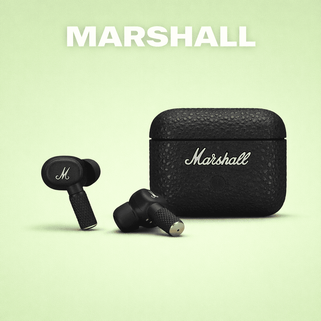 Marshall Motif II ANC Replacement Left/Right Earbud & Charging Case — Black / Right Side - image 1