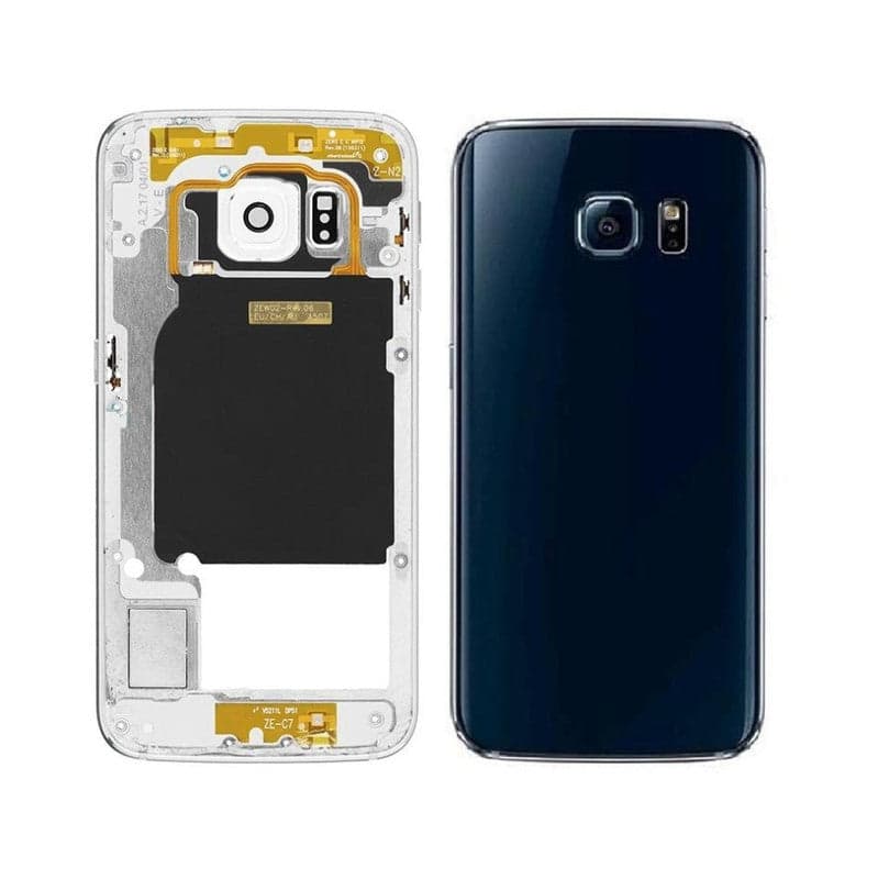 Back Panel With Middle Frame Housing Body for Samsung Galaxy S6 Edge Black - image 1