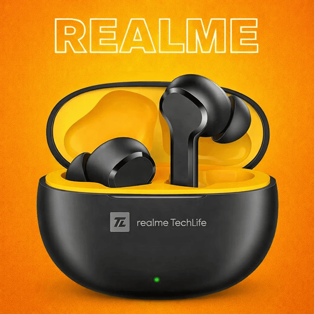 Realme Buds t100 Replacement Left/Right Earbud & Charging Case — Black / Left side & Right side (Both) - image 1