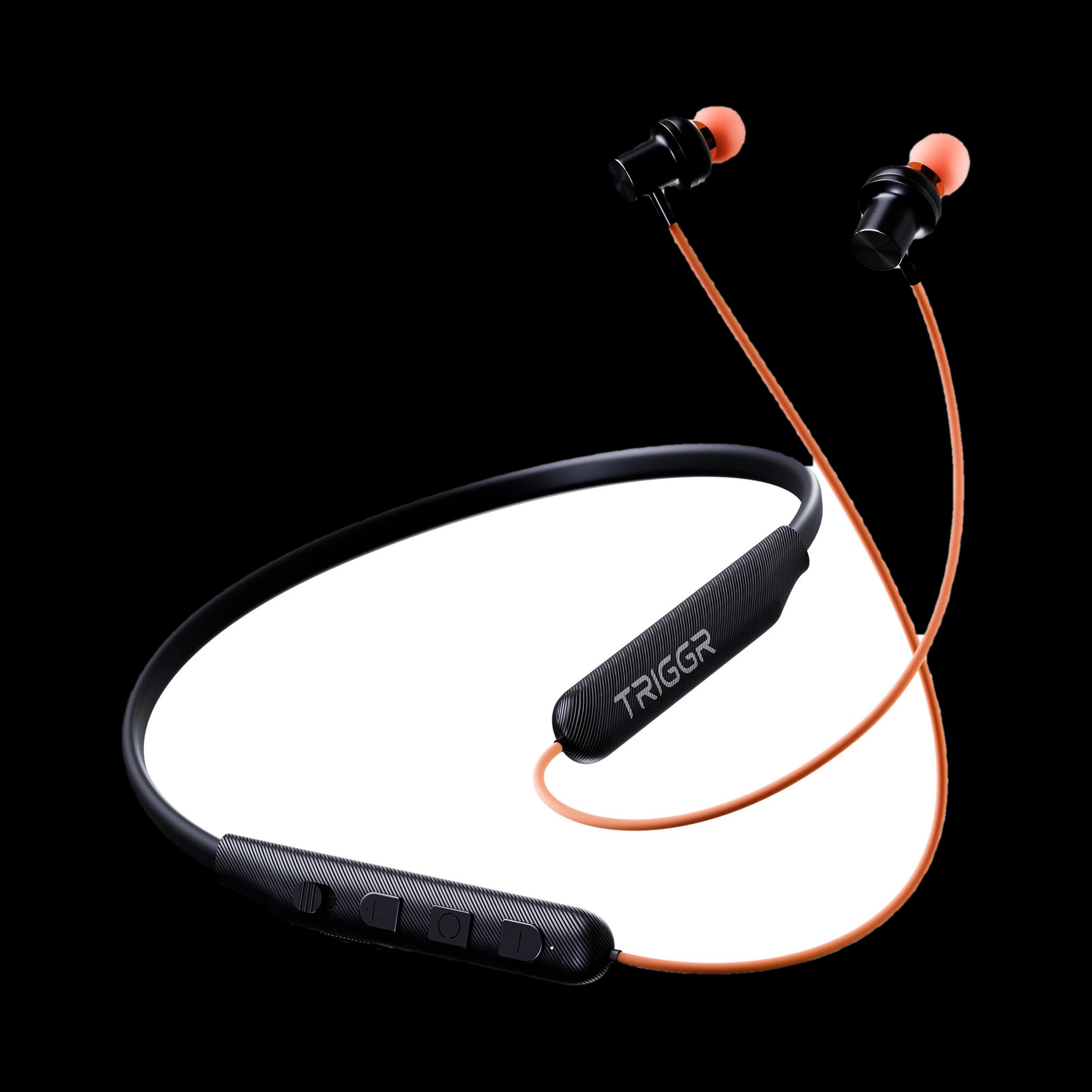 TRIGGR Bassplugs 100 Neckband, Dedicated Power Button, 40H Battery, Dual Pairing, Fast Charge, Ultra-light Weight Bluetooth Headset - image 1
